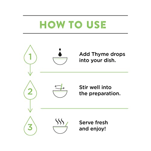 Image of Spice Drop Thyme Extract | 100% Natural | For Soups, Pasta, Spaghetti, Gourmet Dishes | 0.17oz (180 drops) | Natural Herb Extract | Authentic Flavor | Vegan | Keto & Paleo Friendly | Non-GMO | Squeeze, Drop And Stir