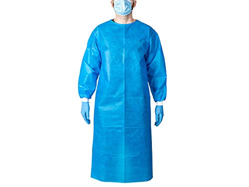 Ever Ready First Aid Disposable Isolation Gown Level 2 with Cuff, Non-Surgical, Blue - 110 Count