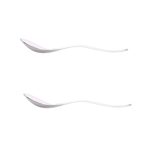 FengYun® 2 Stück Edelstahl Kinder Löffel Edelstahl Suppe Löffel Easy Grip Besteck (Small Size) Cover