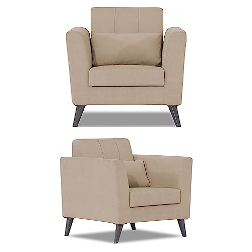 Image of Adorn India Daniel 3+1+1 5 Seater Sofa Set (Beige) (3 Year Warranty)
