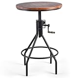 Diwhy Industrial Design Bar Table Height Adjustable with Handle Kitchen Dining Coffee Bistro Pub Table Black