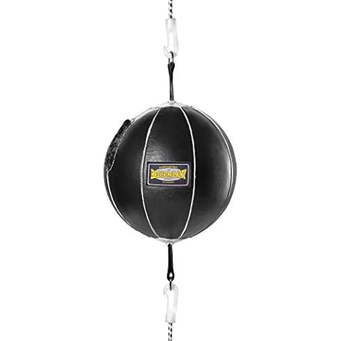 Bad Company Doppelendball aus Leder inkl. elastischen Spanngurten I 25 cm Durchmesser I Boxball für das Reflex- und Boxtraining - Schwarz Cover