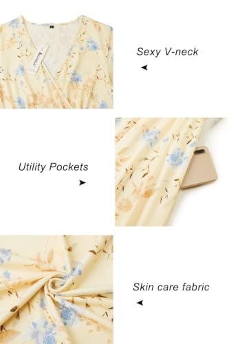 Image of Newshows Women's Pockets Wrap V Neck Floral Summer Vacation Casual Sundress