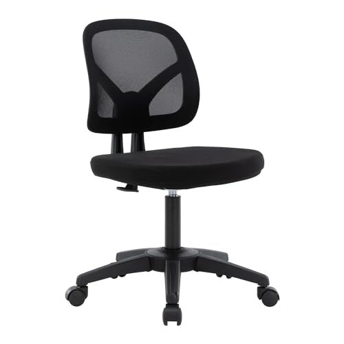 Moustache Task Office Desk Chairs, Armless Executive Office Chair with Height Adjustable and Swivel Wheels for Home Office Studying Gaming (Black) image 8