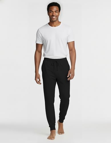Image of 3 Pack Mens Pajama Pants Joggers Lounge Sweatpants Sleep Bottoms Cuffed PJs