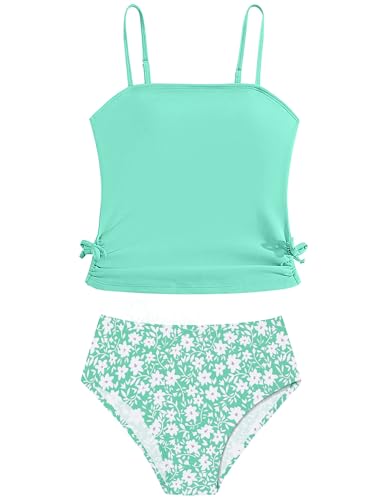 Girls Tankini Swimsuits Two Piece Bathing Suit Drawstring Swimwear Set for Girls 7-18 Years