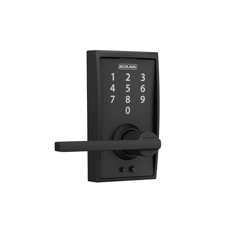 Schlage Touch Electronic Lock, Lever Handle, Century Trim, Matte Black - image 2