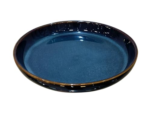 Image of Lemon Tree Snack Serving Plate, Round Ceramic Deep Salad, Pasta Plate, Set of 2 Dinner Plates for Kitchen, Microwave, Dishwasher & Oven Safe (6 Inch, Snack Plate, Blue)