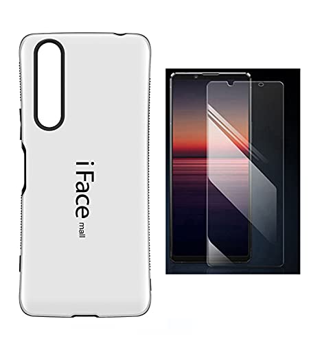 iFace mall Xperia 1 ii 用 ケース & 2.5D強化ガラスフィルムセット 2点 SO-51A SOG01 カバー エクスペリア1ii SO51A TPUバンパー ストラップホール 画面保護フィルム (ホワイト)