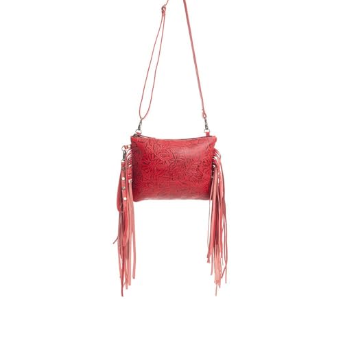 Myra Bag Shoulder Bag for Women - Western Upcycled Leather Handbag Red3