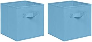 nozama Foldable Storage Cubes Set of 2 - Fabric Cube Boxes Household Cube Storage Box for Home Closet, 2 Pack Cloth Storage Bin with Dual Handles for Home Closet Drawers Organizer (Rose Red)