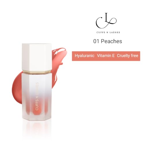 Image of Cuffs N Lashes After Glow Liquid Blush Gel Cream 6ml - 01 Peaches | Hydrating Formula with Hyaluronic Acid &Vitamin E | Buildable, Long-Lasting, Dewy Finish