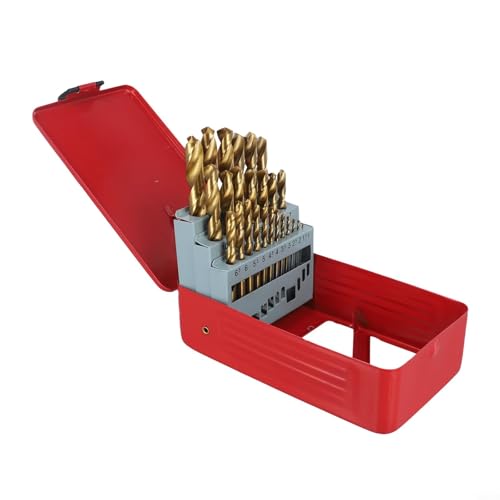 Titanbeschichtetes HSS-Bohrer-Set für Metall und Kunststoff mit geradem Schaft, 13/19/25-teilig, Größen von 1 mm bis 13 mm, kompatibel mit Beize (13 Stück)