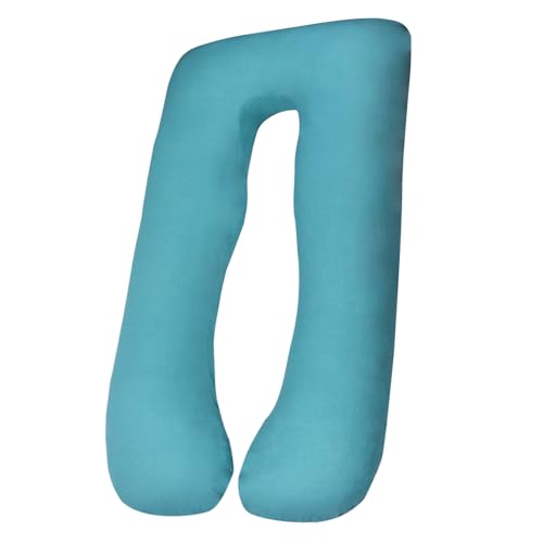 Image of Pregnancy Pillow Cover (ONLY Pillowcase) - U Shaped Pillow Case - Maternity Body Pillow Cover - Removable Soft Cotton Cover (Blue)