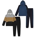 TONY HAWK Boys Jogger Sets for Kids 2 Pack Fleece Hoodie and Pull-On Sweatpants for Kids Skateboarding