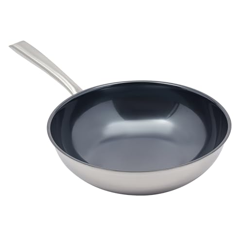 Wok tradicional CNCEST 11.8 pulgadas, acero inoxidable miniatura 1