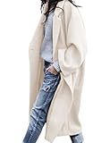 UANEO Women's Wool Blend Coat Oversized Double Breasted Long Trench Overcoat Winter (White-S)
