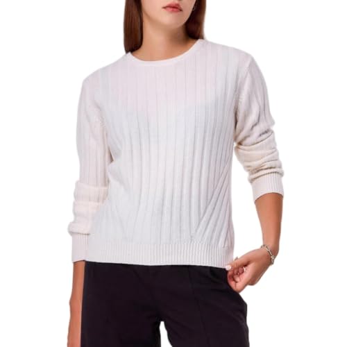 Image of Simple&Opulence Women's Long Sleeve Sweaters Cable Knit Crewneck 90% Wool 10% Cashmere Pullover Sweaters Tops Comfy