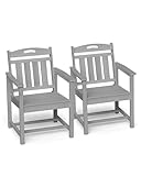 Ciokea HDPE Outdoor Patio Dining Chairs Set of 2, All-Weather Porch Chair with...