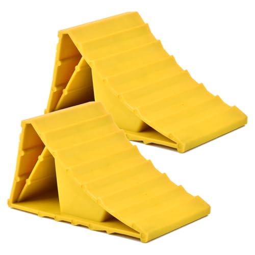 TMBMLPP 2 Pièces Bloc Anti-DéRapant, Cale de Roue, Cales de Roue, Cale de Roue Voiture, Cale Roue Voiture, pour Caravane, Camping-Car, Voiture, Moto – Jaune