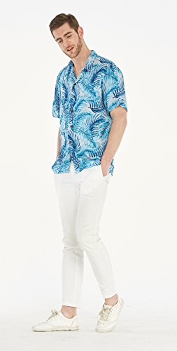 Image of Hawaii Hangover Family Matching Hawaiian Clothes, Simply Blue Leaves | Family matching Hawaiian outfits, Simply Blue Leaves, lightweight rayon, machine washable, tropical leaf print, luaus