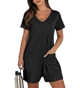ANRABESS Women's Summer Casual Rompers Short Sleeve V Neck Loose Fit Jumpsuit 2025 Trendy One Pie...