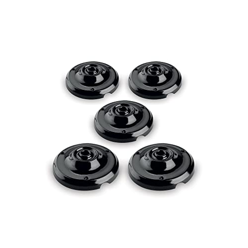 AMARCORDS - 5 Rosaces en porcelaine pour suspension couvre-fils en céramique avec rosace colorée BLEU NOIR
