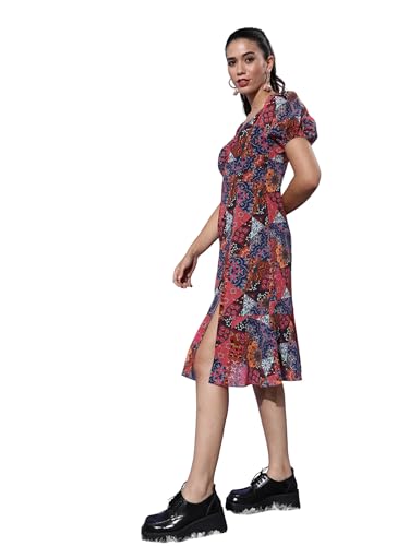 Image of Miss Chase Women's Round Neck Cap Sleeves Lace Knee -Long Skater Dress