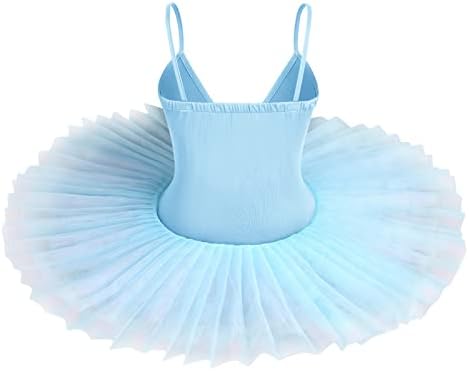 IBAKOM Robe de danse de ballet pour fille avec bretelles en dentelle brodée de perles - Justaucorps de gymnastique - Tutu de patinage artistique, Blanc - Fleur, 7-8 ans