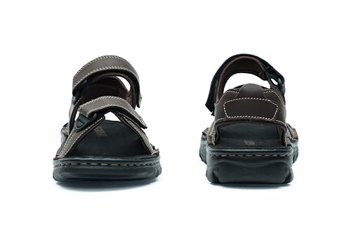 MGGMOKAY Men's Athletic Sandals Leather Outdoor Sandals Open Toe Hiking Sandals with Adjust Strap3