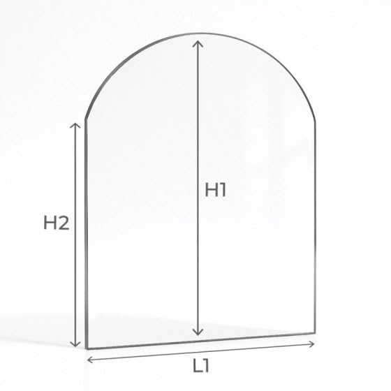 Vitre Godin NORVEGIEN - Verre Rectangle cintré pour poêle à Bois - 465 x 264/218 mm (L1 x H1 / H2) - 4 mm