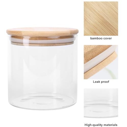 Ziosxin 25oz Glass Jar with Bamboo Lid Transparent Candle Jar for Candle Making DIY, Empty Glass Jar (comes with two sets of cherry wood wicks)