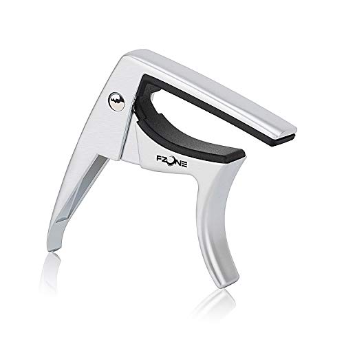 Uke Capo, Heavy Duty Ukulele Capo, Single-handed Use Uke Capo, Trigger Capo for Soprano, Concert, Tenor, Baritone Ukulele (Silver)