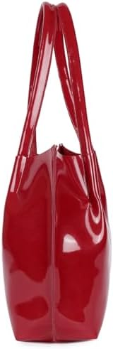 Carrylux Casual Patent Synthetic Leather Tote Bag, Handbag for Ladies