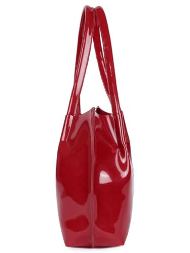 Carrylux Casual Patent Synthetic Leather Tote Bag, Handbag for Ladies