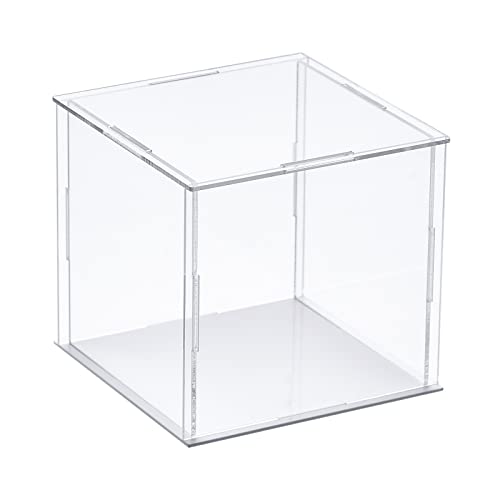 sourcing map Clear Display Case Acrylic Box Assemble Transparent Dustproof Box Showcase 10x10x10cm for Collectibles Crafts