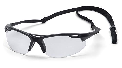 Pyramex Safety Avante Eyewear, Black Frame, Clear Lens with Cord