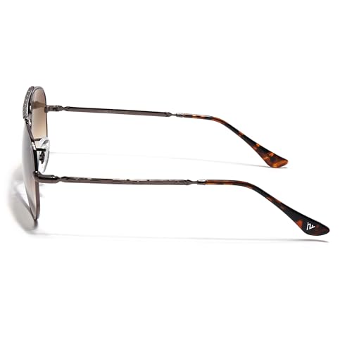 Image of Voyage Aviator Polarized Sunglasses for Men & Women (Black Lens | Grey Frame - MG7619)