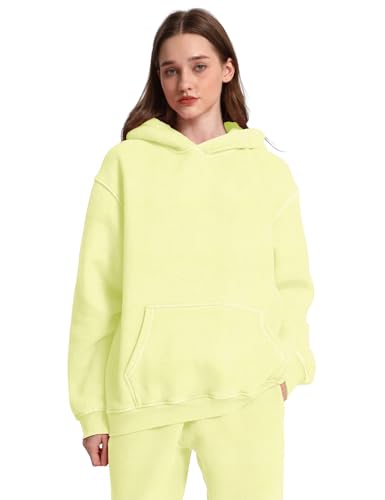 Image of FAIABLE Womens Oversized Acid Wash Hoodie Unisex Heavyweight Cotton Hoodies Fleece Vintage Washed Sweatshirt Women Men