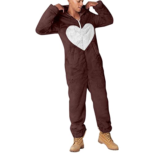 Mono de lana para hombre pijama invierno cálido hogar enterizo holgado con capucha casual