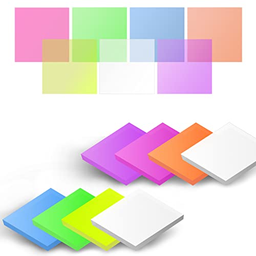 iKyce 400 Sheets Transparent Sticky Notes, 3 x 3 inch Clear Self-Sticky Annotation, Waterproof Translucent Color Memo Pad, See Through Office & School Supplies, 50 Sheets Per Pad , 8 Pads in Total