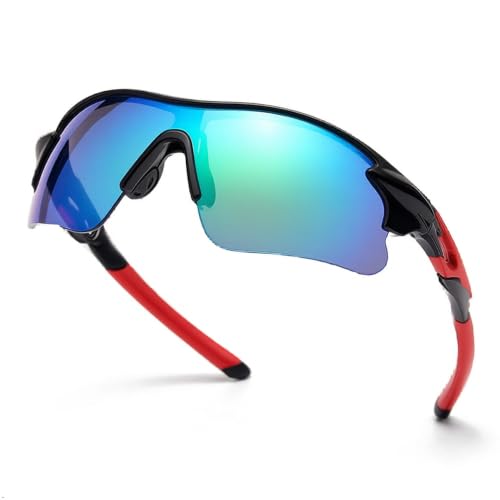 Image of Cycling Goggles for Men & Women | Sports Goggles UV400 Protection | Oversized Sports Sunglasses for Cricket, Running, Driving, Fishing, Hiking & Outdoor Activities (Red : Blue)