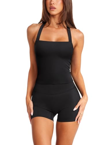 LASLULU Womens Sexy Halter Sports Bra Workout Tops Wirefree Sleeveless Gym Yoga Tank Tops Y2k Casual Crop2