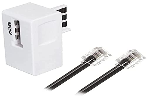 APM 570838   Cable ADSL Rj11 macho a macho de color negro 5M + filtro Adsl blanco   para conectar a una caja o módem ADSL