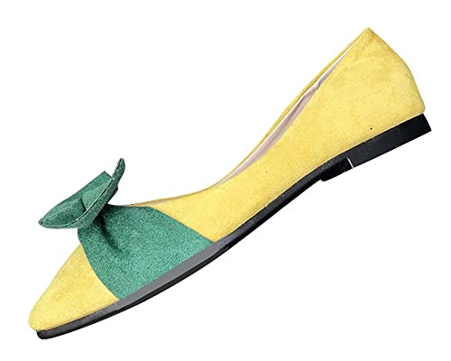 Hee grand Bowknot Pointed Toe Ballet Flats for Women Comfort Slip-On Work Flats Suede Solid Dress Shoes2