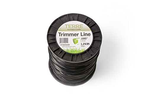 Terre Products - Commercial Grade 095 Trimmer Line Square, 5 lb. Quality Weed Wacker String, Spool Length 1293 ft. or 394m, Weed Eater String Trimmer Line .095 in. or 2.4mm