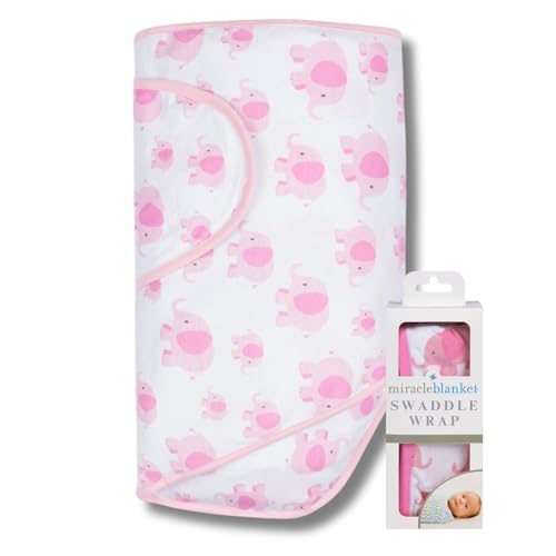 Image of Miracle Blanket Swaddle Wrap - Boy, Girl, or Neutral Receiving Baby Blanket - Soft, Wearable Sleep Sack Essential for Newborns and Infants (Pink Elephants)