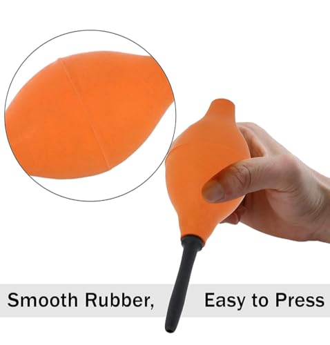 Image of Rubber Air Blower Dust Cleaner, Orange, Smooth Rubber, Easy to Press, for Camera, Keyboard, and Electronics