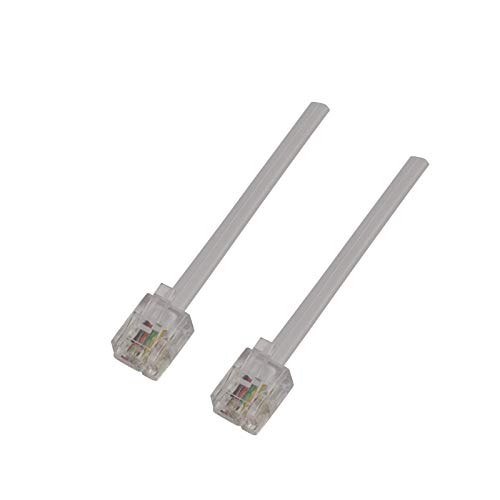 Phone Line Cord Fax Modem Landline Telephone Cable (2 Pack) Universally Compatible RJ11 6P4C (3 Feet, White)