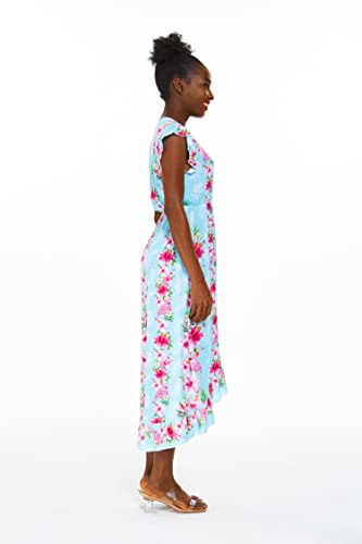Image of Hawaii Hangover Family Matching Clothes, Pink Hibiscus Vine Turquoise | Family matching Hawaiian outfits, Pink Hibiscus Vine Turquoise, lightweight rayon, machine washable, tropical floral print